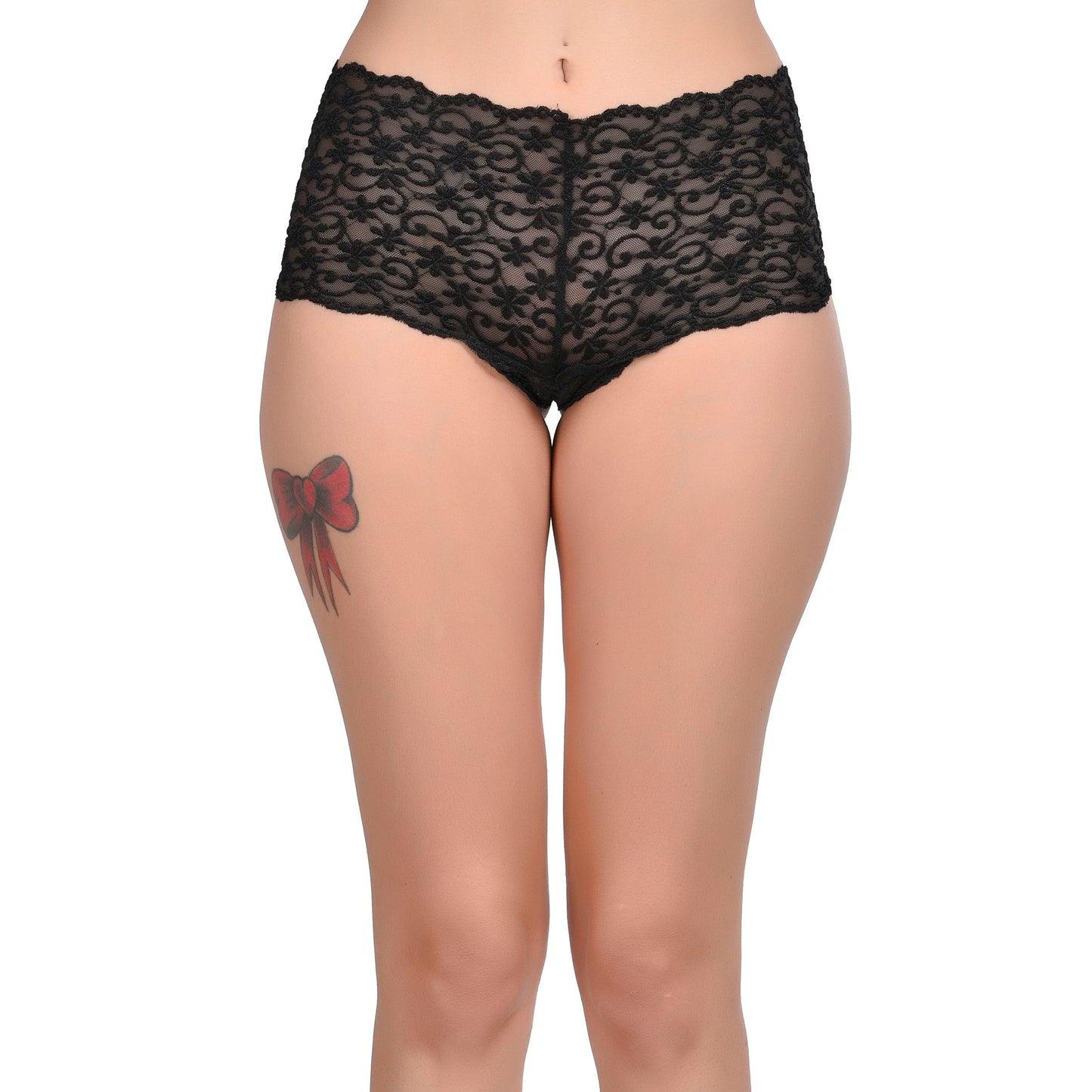 Yogalz Black Lace Hipster Plus Size Hipster Panty