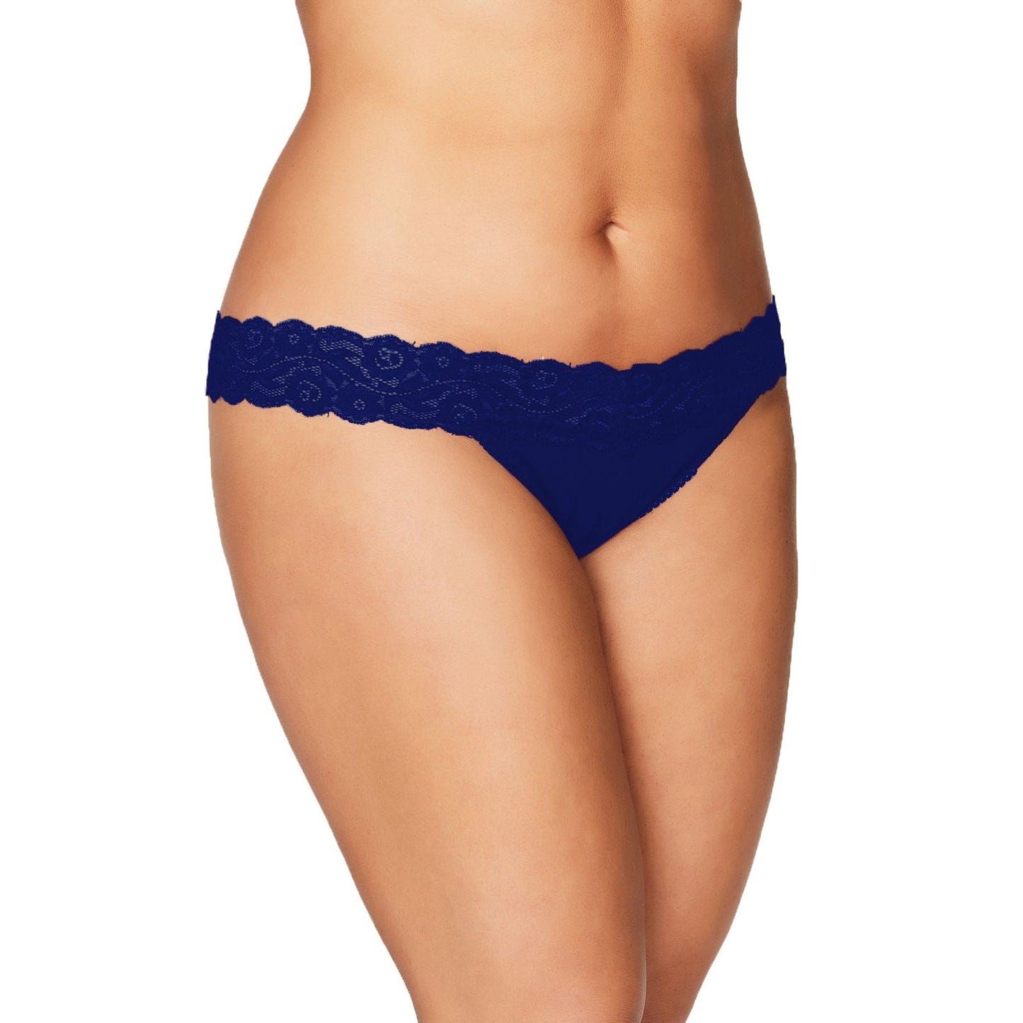 Yogalz Black Microfiber + Lace Thong Plus 2 Size Thong Panty