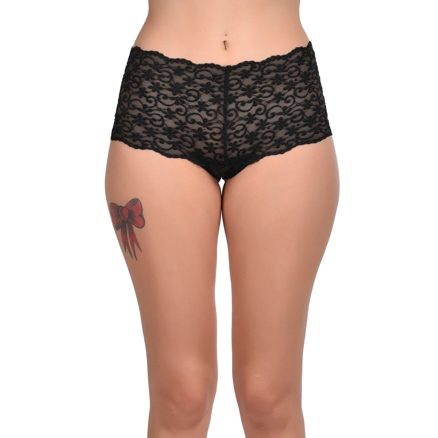 Yogalz Black Lace Hipster Plus Size Hipster Panty