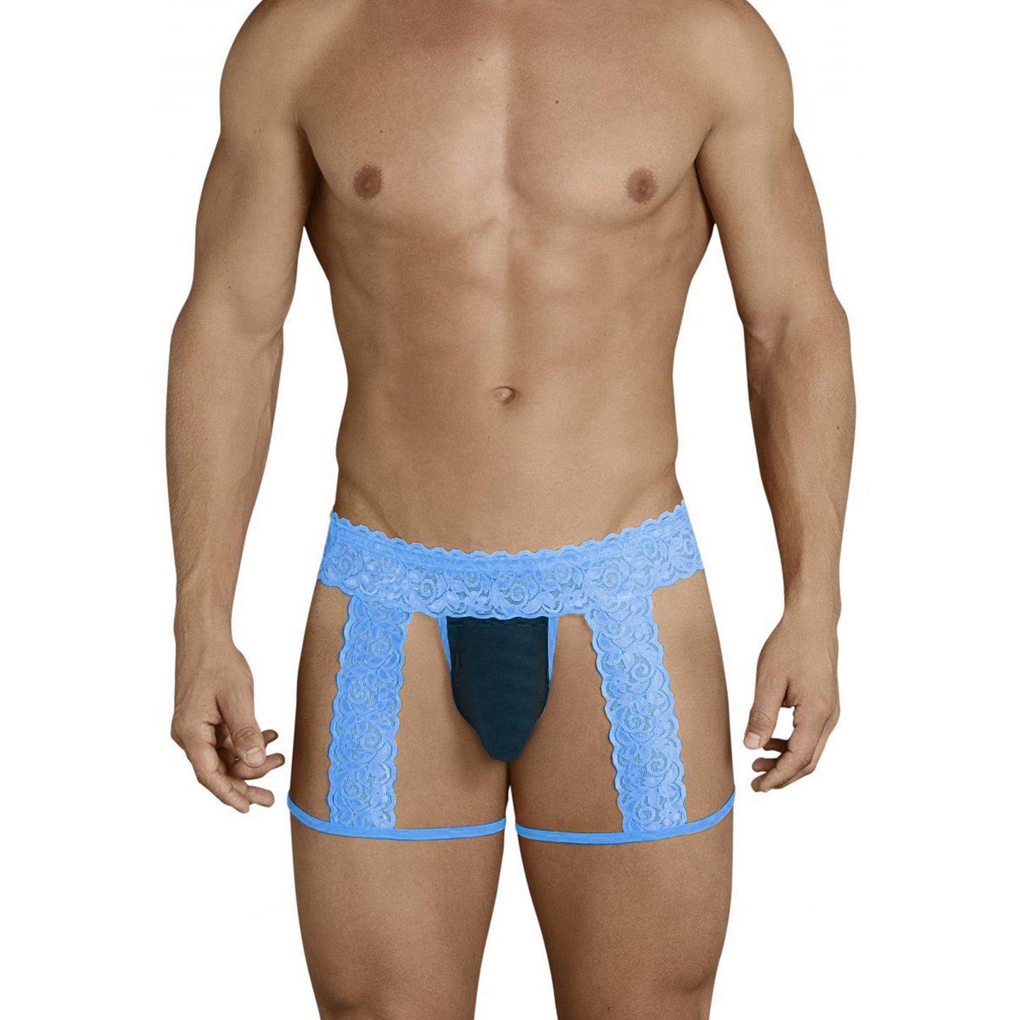 Garter Mens Lingerie for Men Black-Light Blue ML-07369-BK-LBL