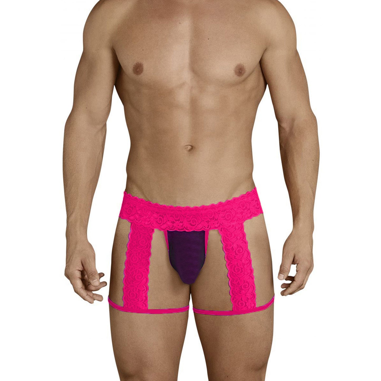 Garter Mens Lingerie for Men Black-Rose Pink ML-07369-BK-RPI